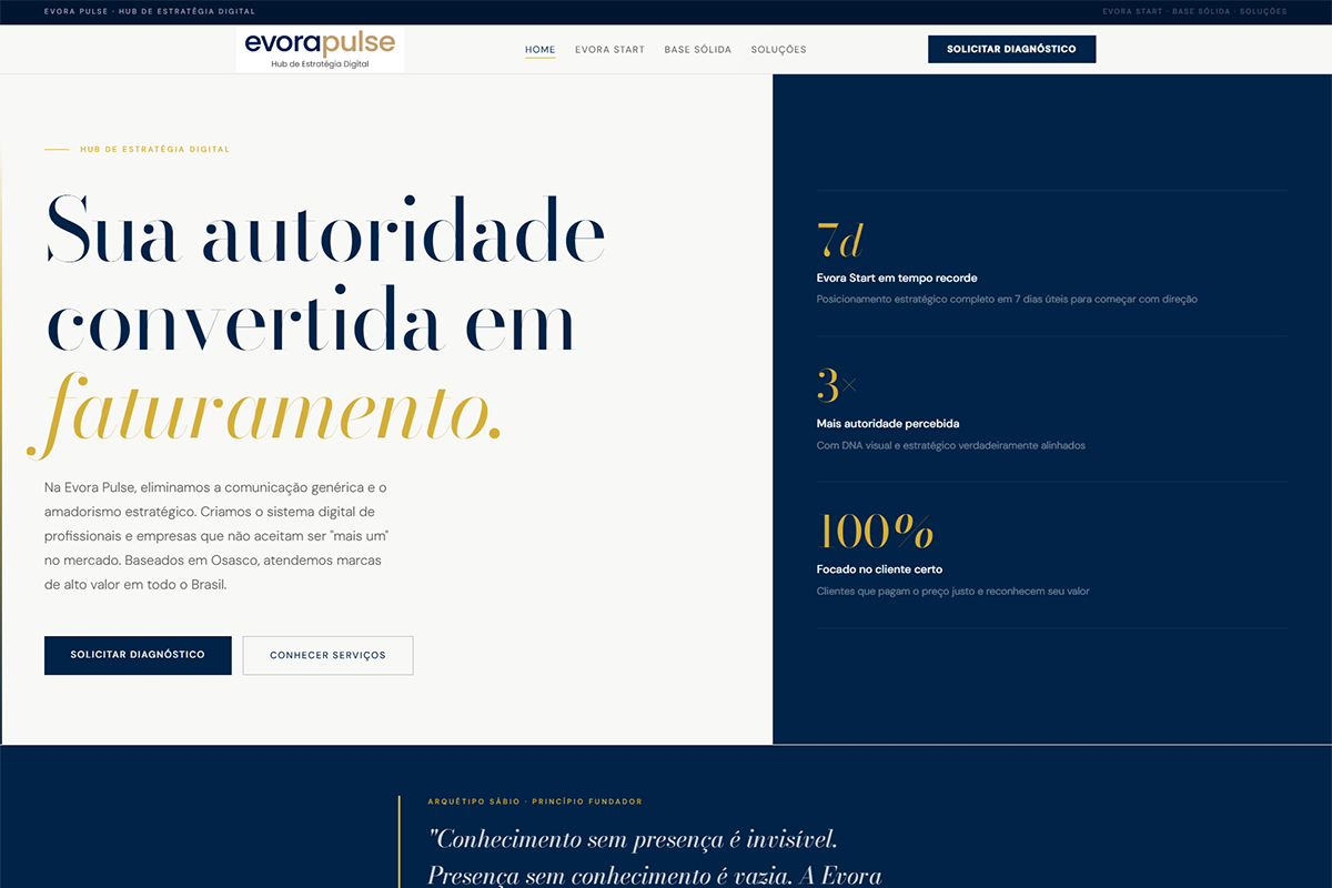 Referência do site Evora Pulse